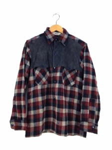 WOOLRICH(ウールリッチ) 60-70s 白タグ レザー切替 ネルチェックシャツ メンズ import：M 【中古】【ブランド古着バズストア】