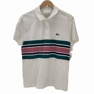 LACOSTE(ラコステ) SLIM FIT ボーダー柄 ワッペン ポロシャツ メンズ import：M 【中古】【ブランド古着バズストア】