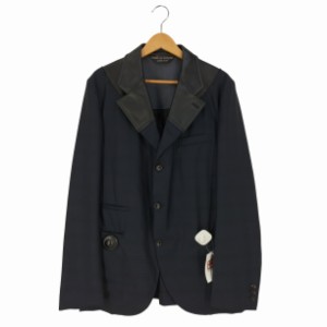 COMME des GARCONS HOMME PLUS(コムデギャルソンオムプリュス) 19SS クレイジースーツ期 フェイクレザー切替 シャドーチェック 4Bテーラ