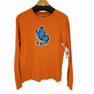 X-girl(エックスガール) 蝶々ロゴデザイン L/S Tシャツ レディース JPN：2 【中古】【ブランド古着バズストア】