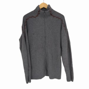 EMPORIO ARMANI(エンポリオアルマーニ) MADE IN ITALY アンゴラ混ステッチデザインダブルジップニットジャケット メンズ  54【中古】【ブ