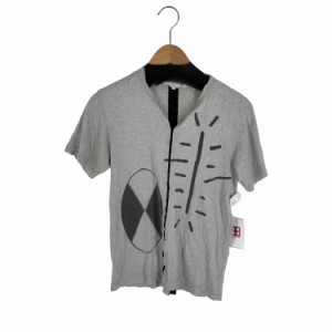 COMME des GARCONS SHIRT(コムデギャルソンシャツ) 襤褸加工プリントデザインドッキングVネックカットソー メンズ JPN：S 【中古】【ブラ