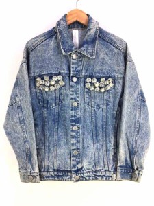 長袖デニムセットアップ 刺繍 ビジュー ストーン付 ヴィンテージ - bvh