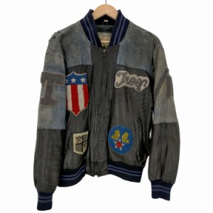 USED古着(ユーズドフルギ) 80S  {{WORLD OF TROOP}} パッチ付き レザースタジャン メンズ  S【中古】【ブランド古着バズストア】