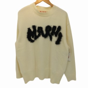 MARNI(マルニ) 23SS シェットランドウールナイロンクルーネックロゴニット メンズ  44【中古】【ブランド古着バズストア】