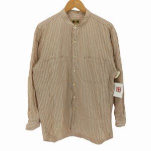 JOSEPH ABBOUD(ジョセフアボード) ストライプ バンドカラー シャツ メンズ  LL【中古】【ブランド古着バズストア】