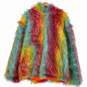 USED古着(ユーズドフルギ) {{BLUEMARBLE}}Reversible rainbow faux fur hooded jacket  メンズ import：L 【中古】【ブランド古着バズス