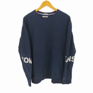 tommy jeans(トミージーンズ) クルーネック 袖プリント スウェット メンズ import：S 【中古】【ブランド古着バズストア】