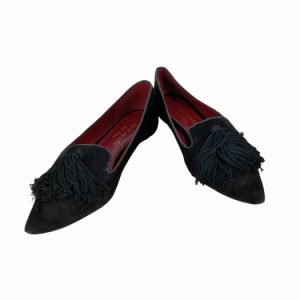 Kate spade(ケイトスペード) Adore Flats パンプス フラットシューズ ポインテッドトゥ タッセル フェイクスエード 5.5 22cm 黒 ブラック