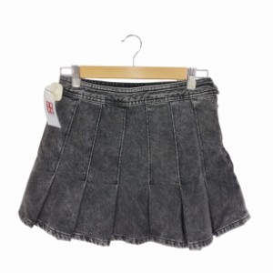 ZARA(ザラ) Pleated Denim Mini Skirt Blac レディース  M【中古】【ブランド古着バズストア】