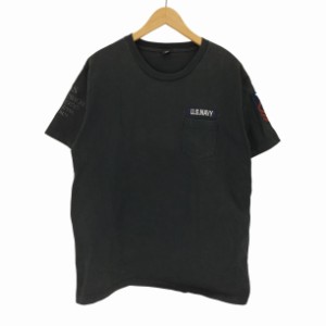 AVIREX(アヴィレックス) US NAVY 刺繍 ヘビーウェイト S/S Tシャツ ビッグサイズ メンズ  2XL【中古】【ブランド古着バズストア】