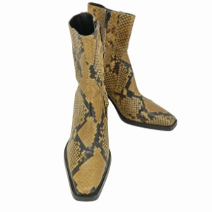 ZARA(ザラ) snake skin print leather heeled ankle boots スネークスキンプリントレザーヒールアンクルブーツ レディース EUR：36 【中