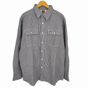 BEN DAVIS(ベンデイビス) L/S Hickory Stripe Work Shirt ヒッコリーストライプ ワークシャツ メンズ import：L 【中古】【ブランド古着