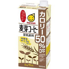 マルサン 豆乳飲料 麦芽コーヒー カロリー50％オフ(1L*6本入)[豆乳]