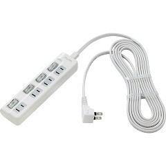 エルパ(ELPA) スイッチ付タップ LEDランプ 上挿し 4個口 3m WLS-LU43EB(W)(1コ入)[情報家電　その他]