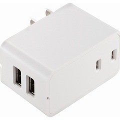 増設できるUSBチャージャー 2.4A ホワイト 00-1455(1コ入)[ＯＡ商品]