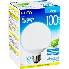 エルパ ボール電球形蛍光ランプ 100W形 相当 EFG25ED／21-G101H(1コ入)[蛍光灯・電球]