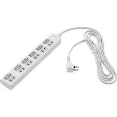 エルパ(ELPA) スイッチ付タップ LEDランプ 上挿し 6個口 2m WLS-LU62EB(W)(1コ入)[情報家電　その他]