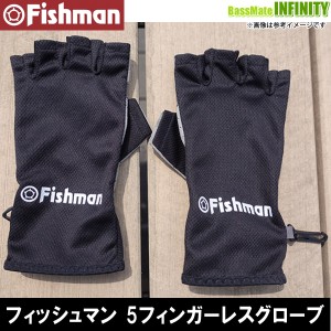 ●Fishman フィッシュマン　夏用 5フィンガーレスグローブ ブラック GB-2018 【メール便配送可】 