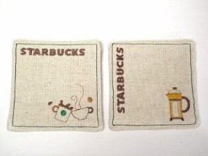 スターバックス　布製コースターセット　茶ロゴ