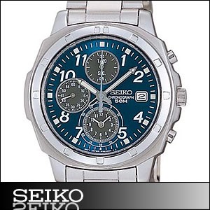 SEIKO ソーラー クロノグラフ 光発電ブルー本革セットSSC141PC/BL