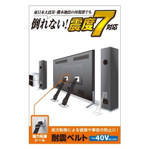 ELECOM TS-001N2 TV用耐震ベルト 〜40V用 強力粘着シールタイプ 2本入 メーカー直送