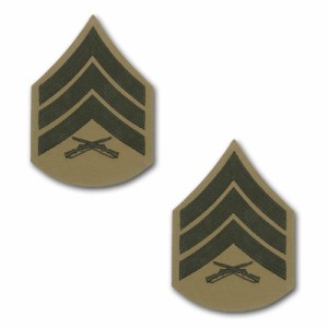 アメリカ海兵隊 階級章 袖章 三等軍曹(E-5) グリーン/カーキ | サービスドレス用(刺繍)