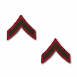 アメリカ海兵隊 階級章 袖章 一等兵(E-2) グリーン/レッド | サービスドレス用(刺繍)