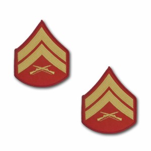アメリカ海兵隊 階級章 袖章 伍長(E-4) ゴールド/レッド | サービスドレス用(刺繍)