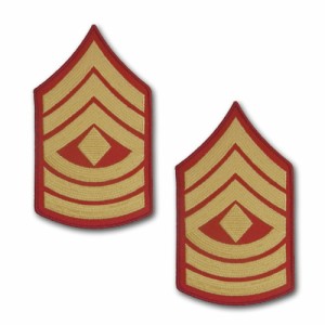 アメリカ海兵隊 階級章 袖章 先任曹長［管理職］(E-9) ゴールド/レッド | サービスドレス用(刺繍)
