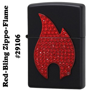 父の日：(メーカー無くなり次第終了予定) zippo ジッポーライター Red-Bling Zippo-Flame #29106 black matte