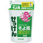 液体せっけん そよ風 詰替用(1L)　ミヨシ石鹸　天然由来洗浄成分 環境に優しい洗剤 洗濯用洗剤 液体洗剤 液体石けん