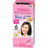 ブローネ クリームヘアカラー 6やや濃い栗色(1液40g・2液40g) 花王　クリームタイプ 早染めヘアカラー 白髪染め 生え際の白髪