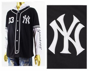 マジェスティック New York Yankees NY ヤンキーズ フェイクレイヤード ベースボールシャツL/S メンズ MAJESTIC 【MM21NYK0017BLK6】