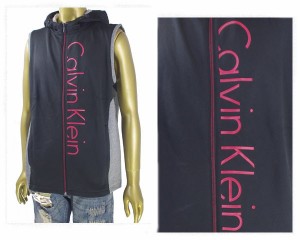 カルバンクライン Zip-Front Logo Hoodie ジャージタイプ フード ベスト メンズ CALVIN KLEIN 【40F1282 ZIP】