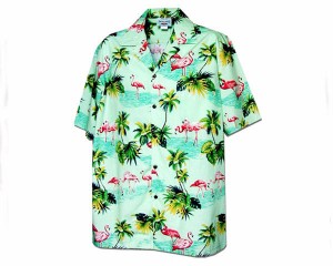 パシフィックレジェド Style410 Made in Hawaii,U.S.A フラミンゴ アロハシャツ メンズ PACIFIC LEGENDD 【410-3416 フラミンコ】