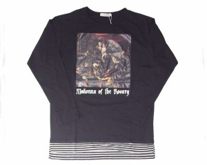 リングス ピクチャー 中世の絵画をプリント ロング丈 更に裾にボーダー 鉄壁の Tシャツ L/S メンズ RINGS 【119203 99カイガ】