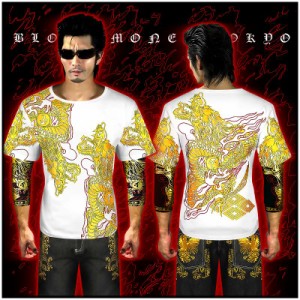 送料無料 14001白×金 BLOOD MONEY TOKYO半袖Tシャツ 昇龍 大きいサイズ悪羅悪羅系オラオラ系暴走族右翼雑誌 掲載服&nbsp; 悪党の店 バー