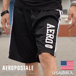 正規 エアロポステール ショートパンツ メンズ ショーツ ジャージ 半パン 正規品 ハーフパンツ AEROPOSTALE 6815-9568-001 ブラック プレ