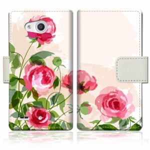 Qua phone PX LGV33 手帳型 ケース カバー lgv33 手帳ケース 手帳カバー【薔薇絵画デザイン】