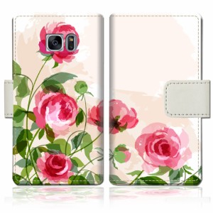 GALAXY S7 edge SCV33/SC-02H 手帳型 ケース カバー scv33 sc02h 手帳ケース 手帳カバー【薔薇絵画デザイン】