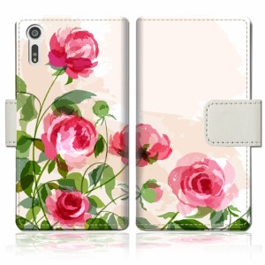 Xperia XZ SOV34 SO-01J 601SO 手帳型 ケース カバー sov34 手帳ケース 手帳カバー【薔薇絵画デザイン】