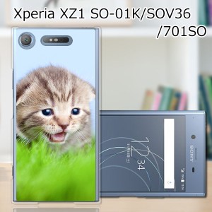 Xperia XZ1 SOV36 SO-01K 701SO ハードケース/カバー 【見つけたニャン PCクリアハードカバー】 スマートフォンカバー・ジャケット