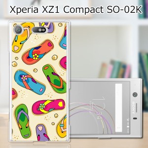 Xperia XZ1 Compact SO-02Kハードケース/カバー 【海辺のサンダル PCクリアハードカバー】 スマートフォンカバー・ジャケット