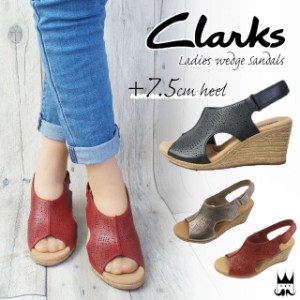 【クーポン7/12 9:59まで】 送料無料 クラークス Clarks レディース ウェッジソール サンダル 厚底 236G 本革 レザー