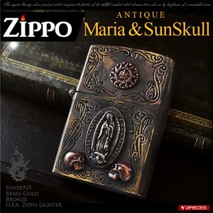 ZIPPO ジッポ ライター シルバー アンティーク マリア スカル メンズ so0522