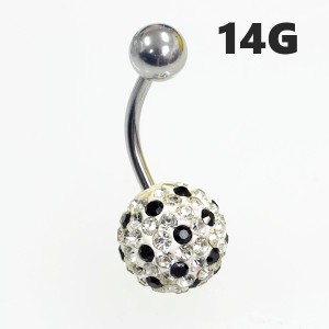 ドット パヴェボール【12mm】へそピアス バナナバーベル サージカルステンレス【14G/1.6mm】(ボディーピアス/ボディピアス）イヤーロブ/