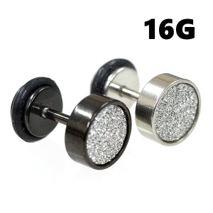 ラメグリッターフェイクプラグ/フェイクバーベル ストレートバーベル 【16G/1.2mm】(ボディピアス/軟骨ピアス ） 片耳売り