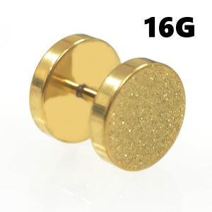 ゴールドラメグリッターフェイクプラグ/フェイクバーベル ストレートバーベル 【16G/1.2mm】(ボディピアス/軟骨ピアス ） 片耳売り