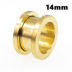 ゴールドカラー  フレッシュトンネル サージカルステンレス 【14mm】(ボディピアス/ボディーピアス）